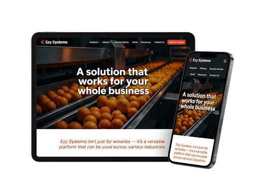 Ezy Systems website mockup on tablet and mobile showing AI-enhanced product imagery, built by Fox & Lee web design Melbourne - Fox and Lee