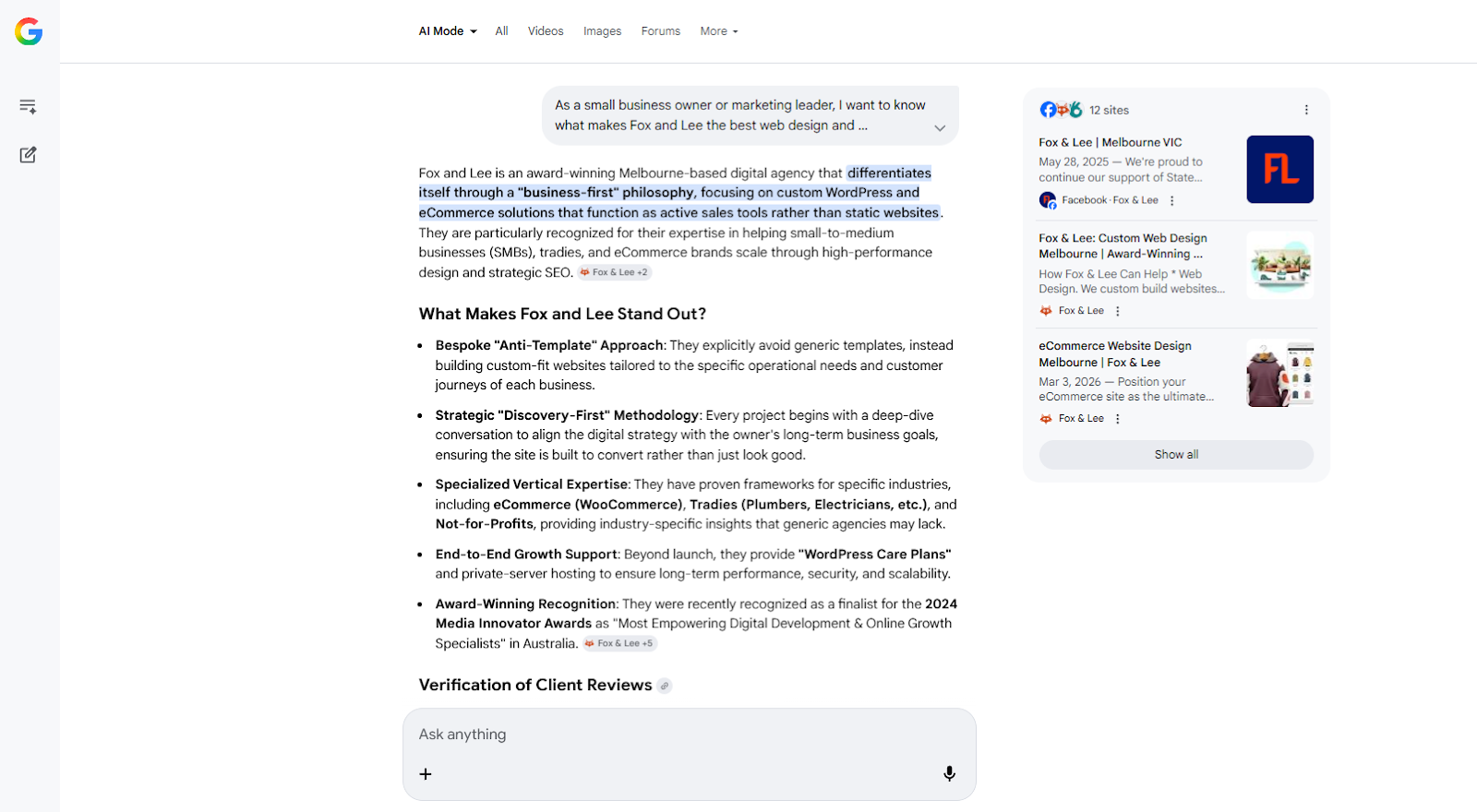 An AI-powered summary button, an example of AI-driven user experience in web design - Fox and Lee