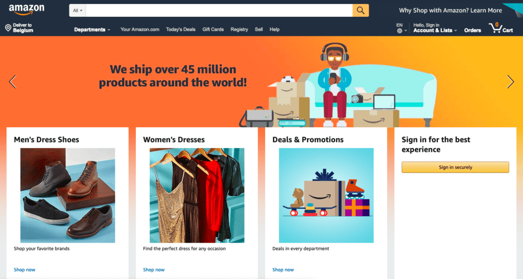 Amazon's organised webshop with good ux