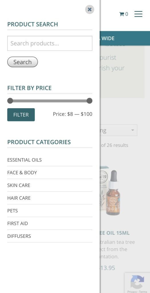 Filters in mobile ecommerce stores